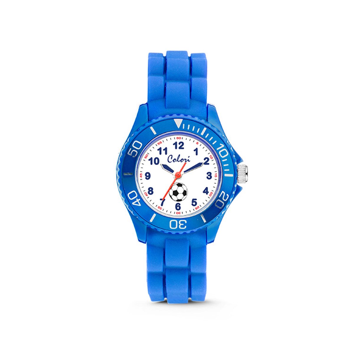Colori Kidz 5-CLK011 Kinderhorloge met Voetbal - Siliconen Band - Ø 30 mm - Blauw