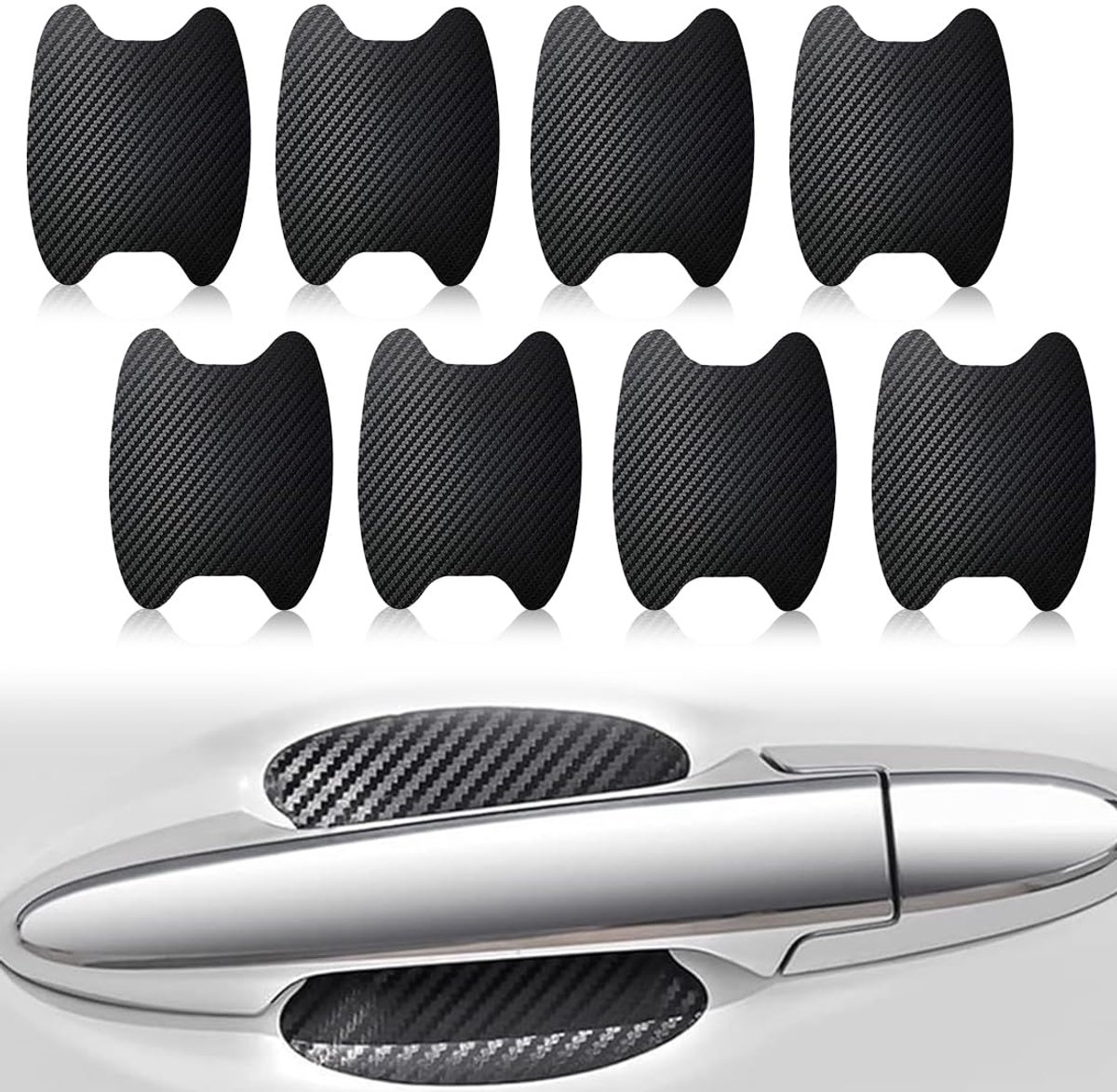 Protective Film Door Handle Car Scratch Protection Sticker Cup Door Fibre Black Pack of 8