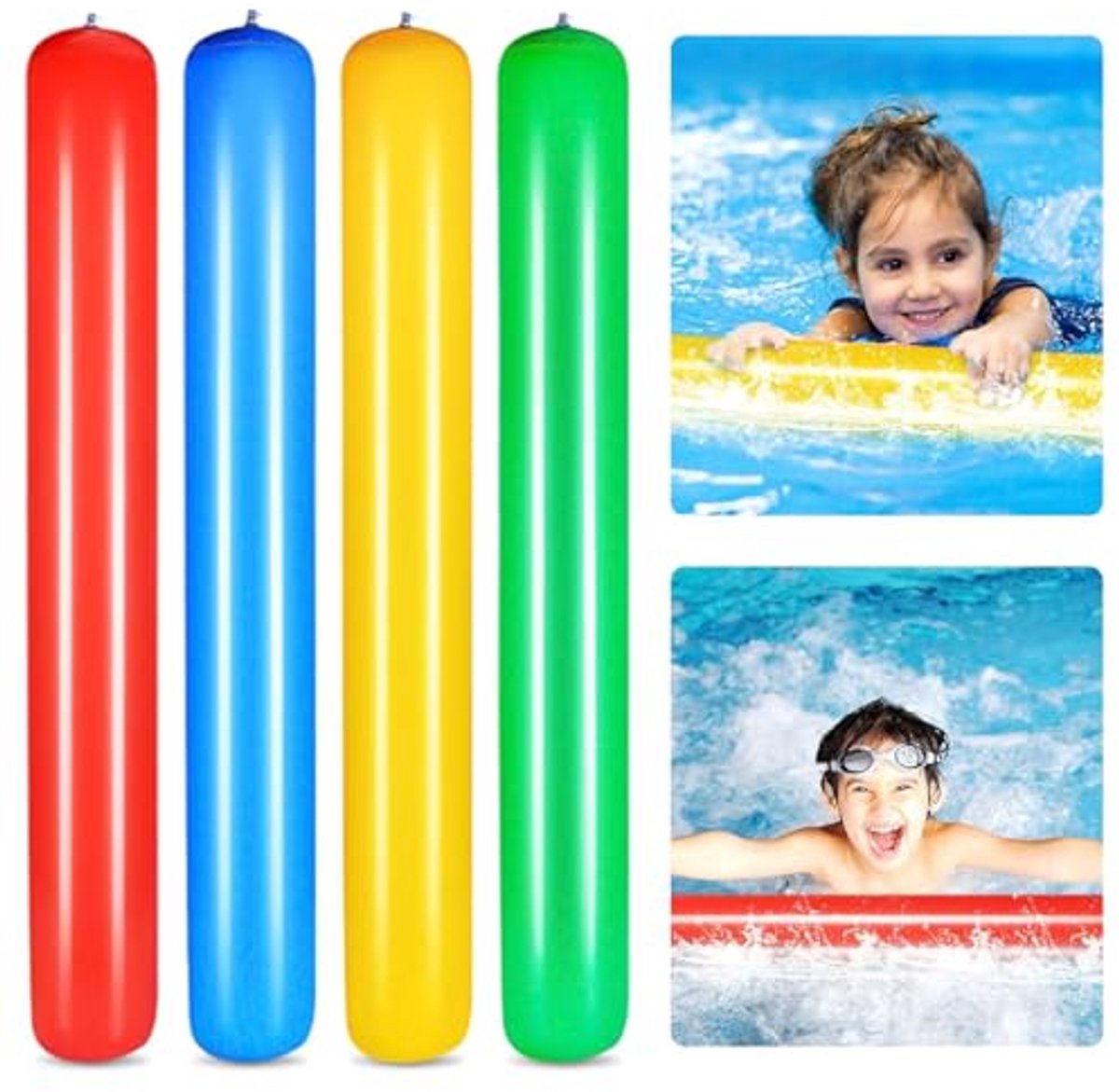 Zwemnoedels voor kinderen en volwassenen - 4 stuks opblaasbare drijfsteunen voor zwembad en aquasport