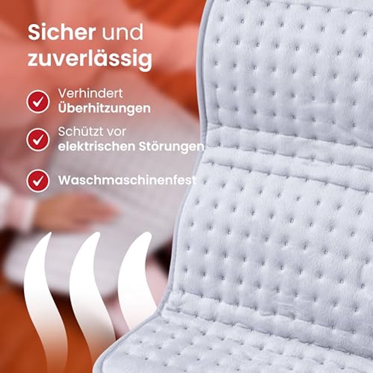 Elektrisch Warmtekussen voor Rug, Voeten en Nek - Verwarmingskussen 60x30cm - Automatische Uitschakeling - Wasmachinebestendig