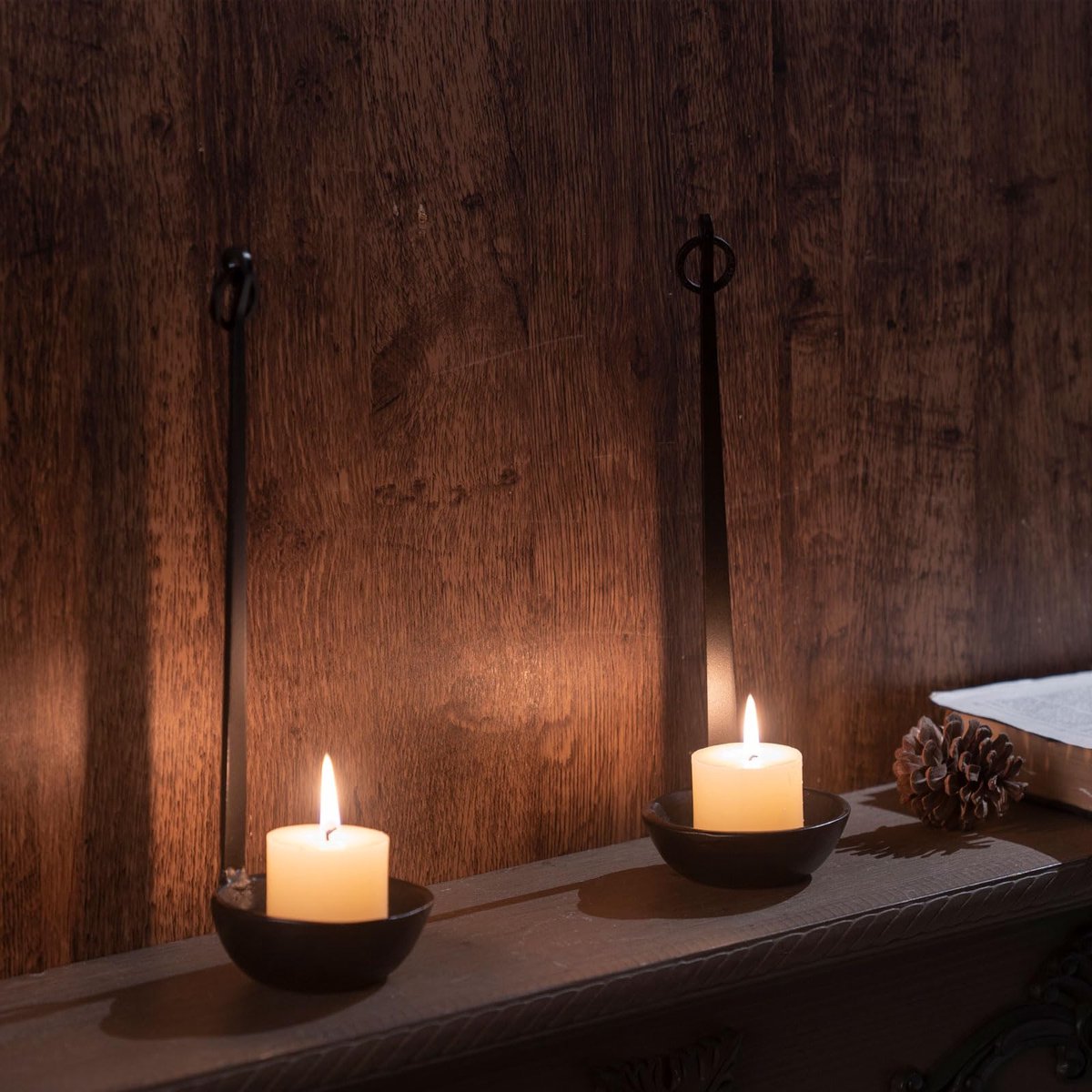 Ibenzoa® Set van twee zwarte metalen wandkandelaars voor stijlvolle muurdecoratie — cadeau in Wonen & Interieur - foto 4