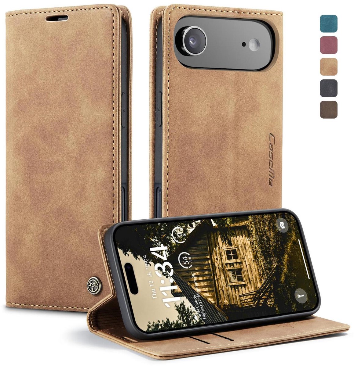 CaseMe Telefoonhoesje geschikt voor Apple iPhone Air Hoesje | CaseMe 013 Bookcase Portemonnee | Pasjeshouder voor 2 Pasjes | Telefoonhoesje voor Pinpas / OV Kaart / Rijbewijs - Bruin