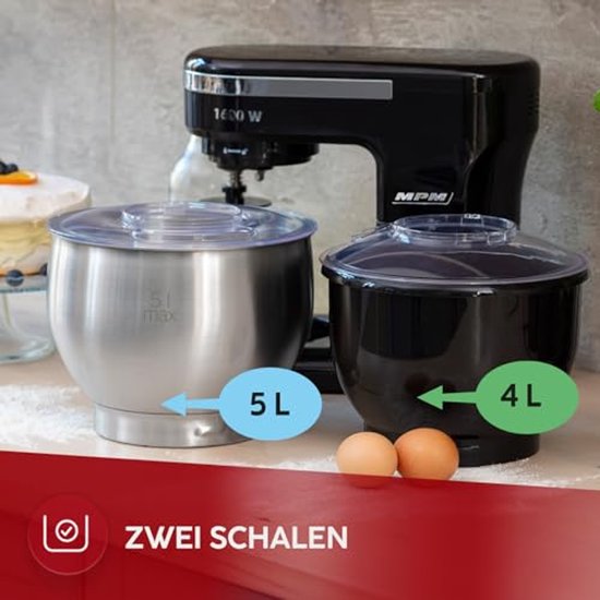Planetenkeukenmachine met 2 mengkommen - 1600 W - Krachtige Keukenmachine van Klarstein — afbeelding 2