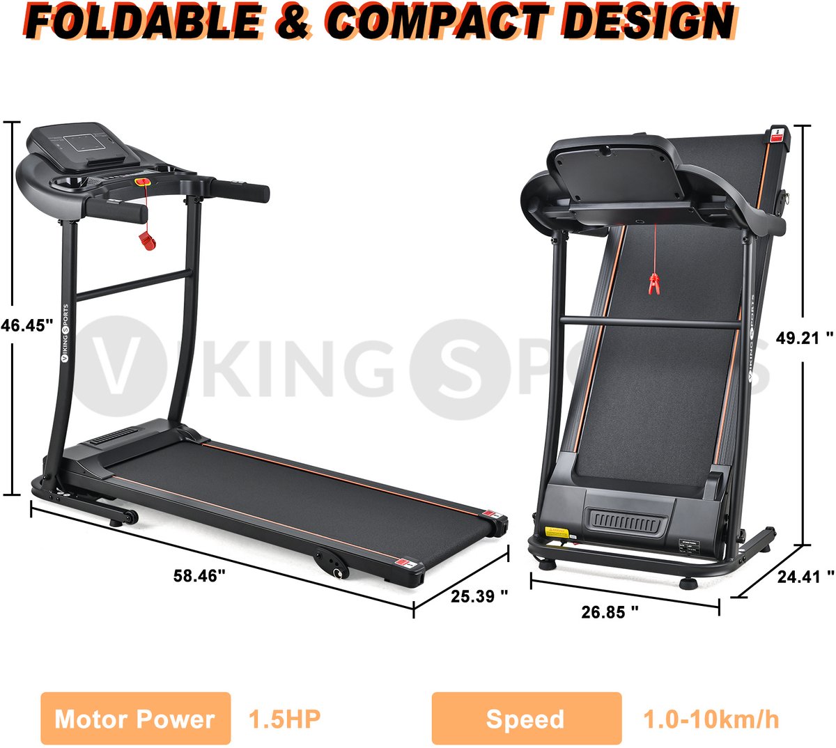 Afbeelding 3 van Viking Sports - Loopband - inklapbaar - tot 10km/u - met bluetooth