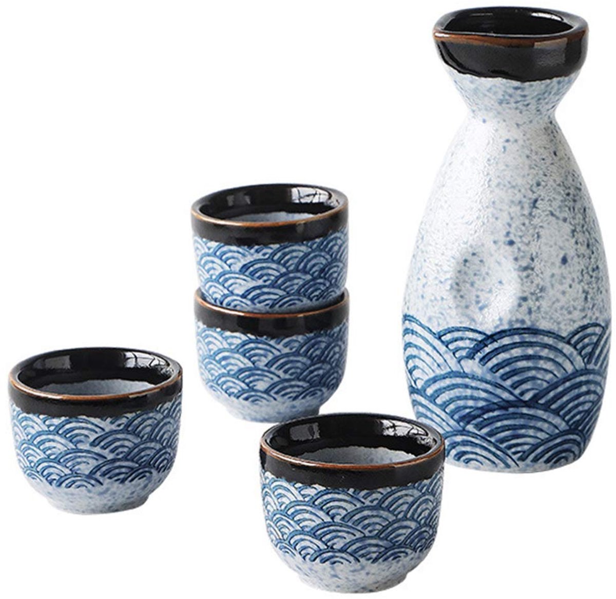 5pcs ceramic set Japanese bag set bag cups set 180ml 20ml