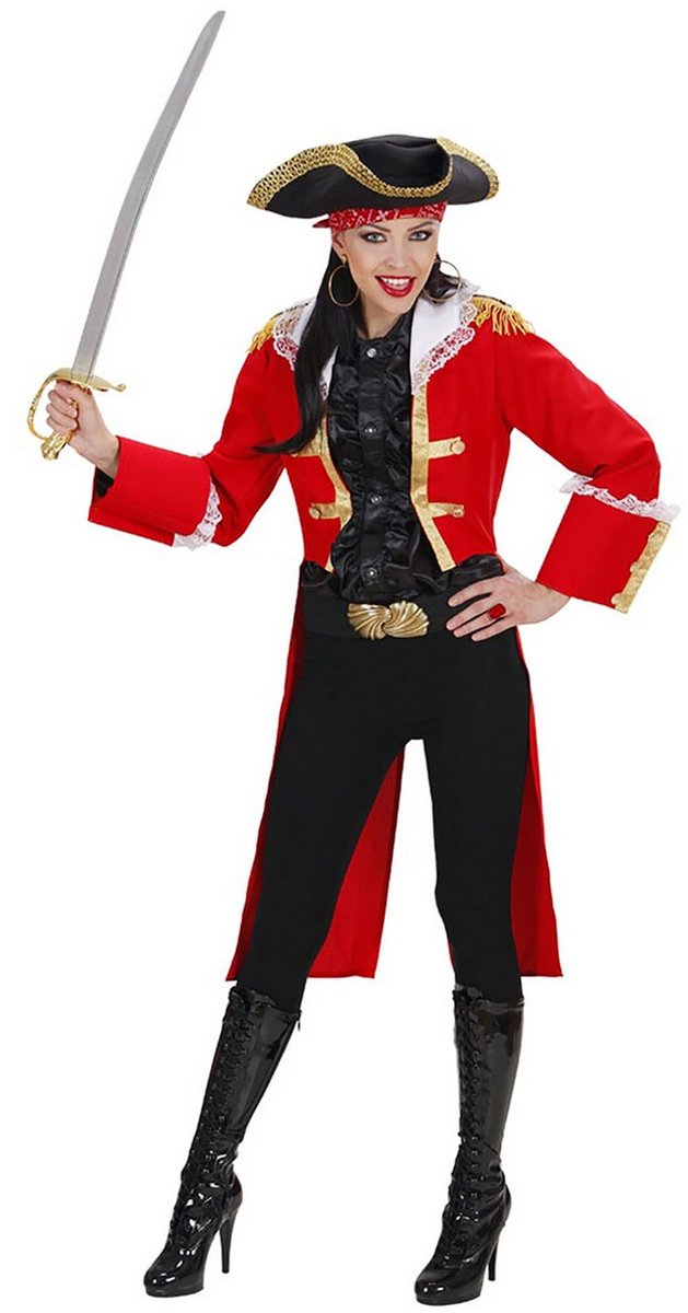 Elegant Piratenkapitein Dame In Rood Kostuum Vrouw