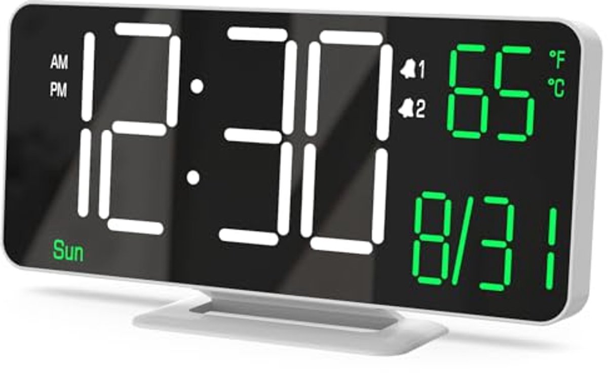 Digitale slaapkamerwekker met temperatuur en dubbele alarmfunctie - 17 cm