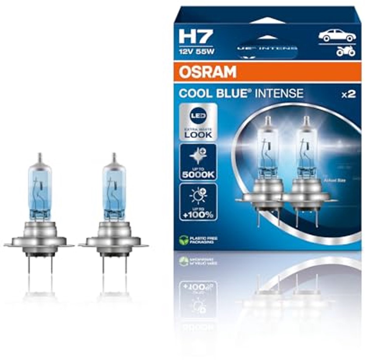 H7 Halogeenkoplamp - +100% Helderheid, 5000K, LED-Look, Dubbelpakket