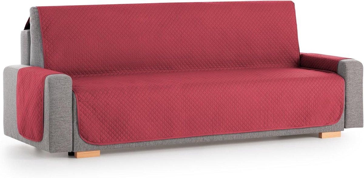 Universele Gewatteerde Bankhoes voor 2-Zits Sofas – Wasbare en Omkeerbare Beschermhoes – Bescherming tegen Kinderen en Huisdieren – Rood