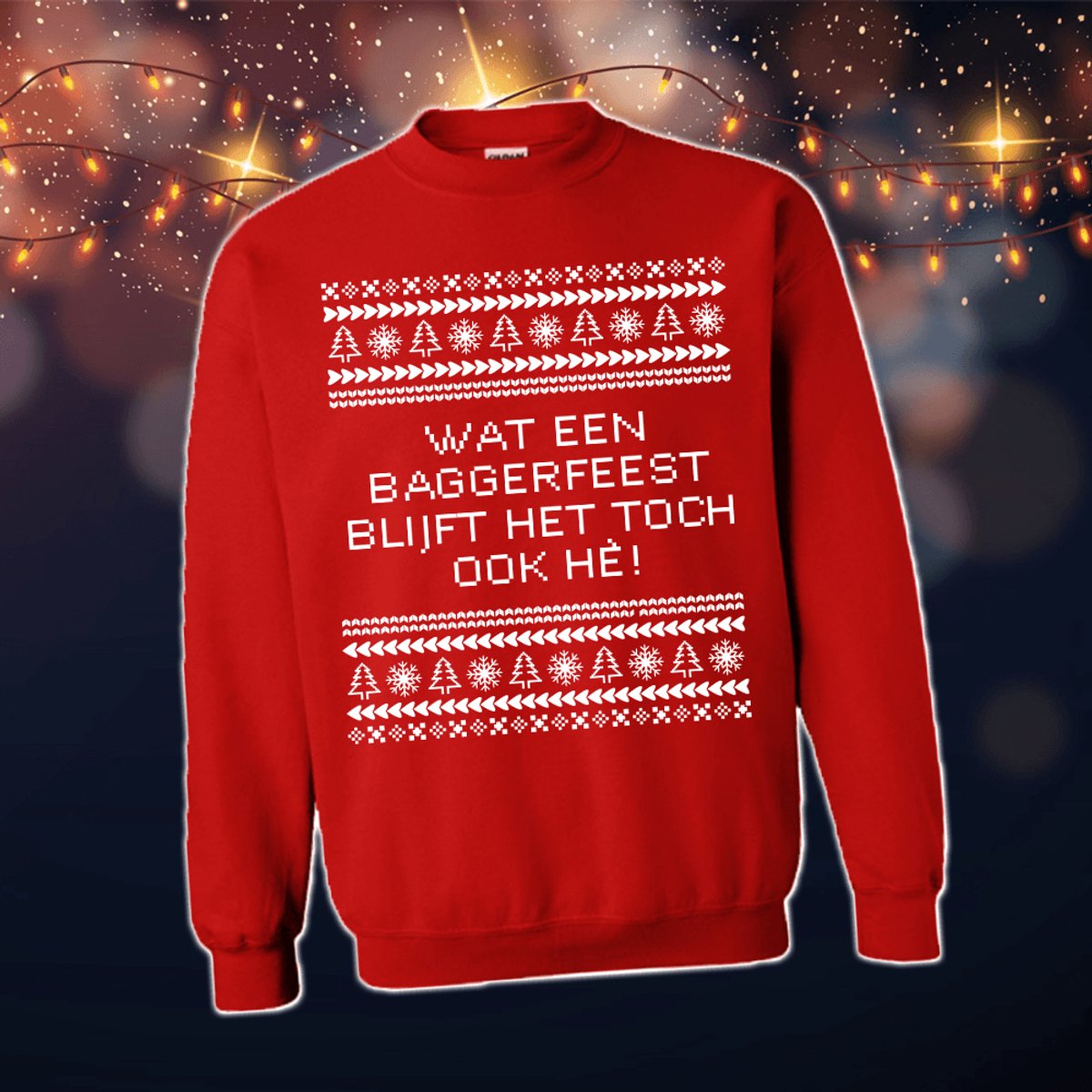 Foute Kersttrui Dames & Heren - Kersttrui met tekst Wat een baggerfeest blijft het toch ook hè | Kersttrui Maat XXL | Kersttrui Dames - Kersttrui Heren - Grappige Kersttrui met tekst | Namengigant | Incl. 2 jaar garantie