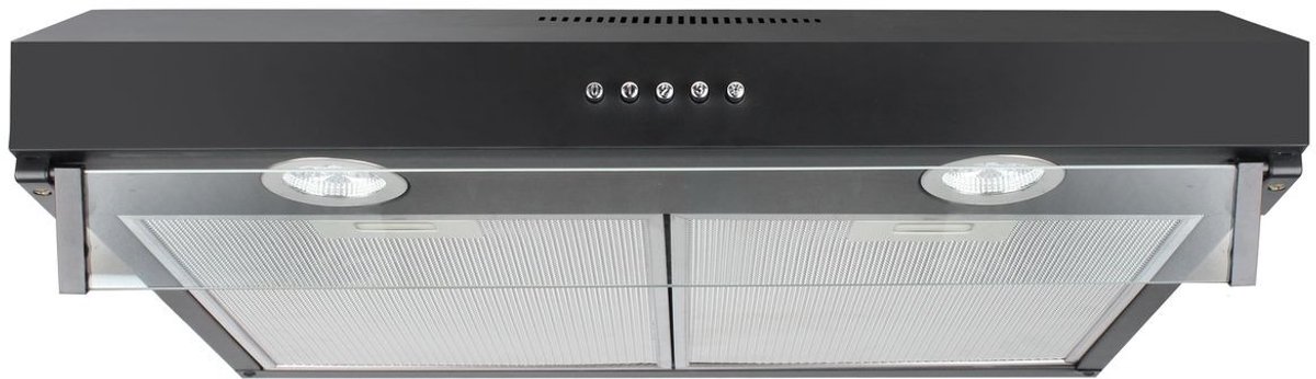Compacte Onderbouw Afzuigkap - Zwart - 60cm - 280m³/u - Stil (56dB)
