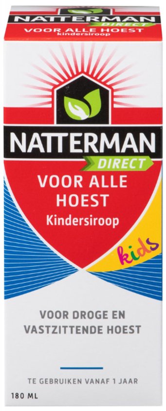 Natterman Direct Voor Alle Hoest kindersiroop - Voor droge en vastzittende hoest - Vanaf 1 jaar - Kids - Hoestdrank - Medisch hulpmiddel - 180 ml