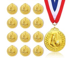 12 Pieces Football Medals - Kinderen Verjaardag - Medals Kids - Gouden Medailles - Sport Festivals - Voetbal Spellen - Voetbal Verjaardag Cadeaus