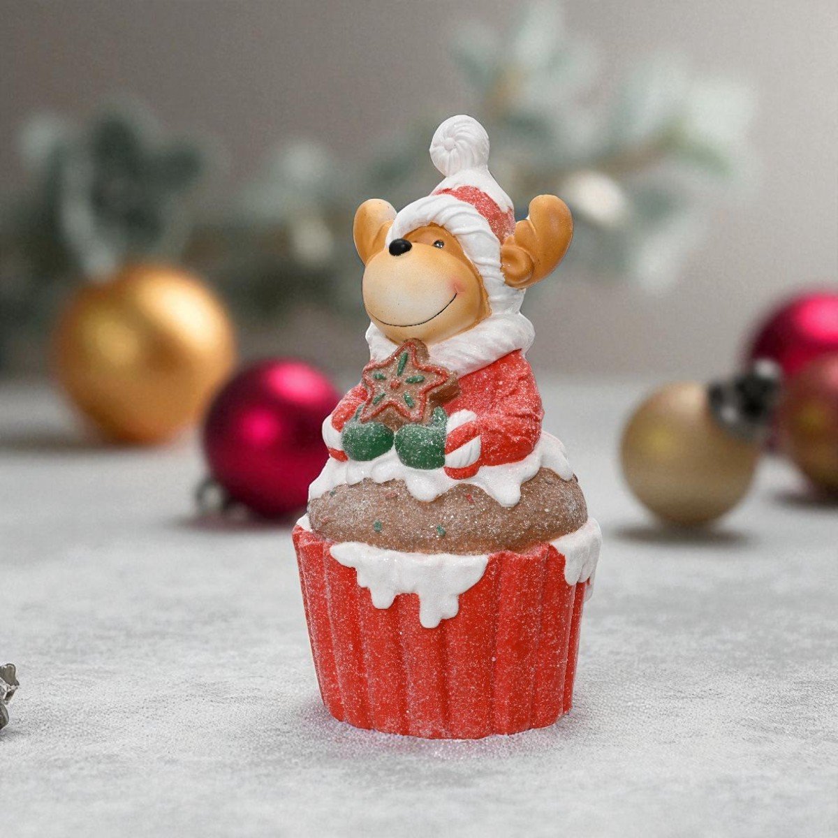 Uniek CupCake Rendier - 43 cm | Speelse Kerstdecoratie