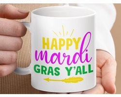 Mok, Happy Mardi Gras Yall Mug, Mardi Gras Mug, New Orleans Mug, Southern Mug, Party Mug, Holiday Mug, Gift Mug, Celebration Mug