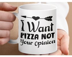 Mok I Want Pizza Not Your Opinion Mug, Funny Pizza Lover Gift, Sarcastic Mug, Foodie Present, Arrow Heart Mug