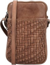 Hide & Stitches Inspired by illusion Telefoontasje - Crossbody - Dames - Geweven - Leer - Leren Dames Tas - Bruin