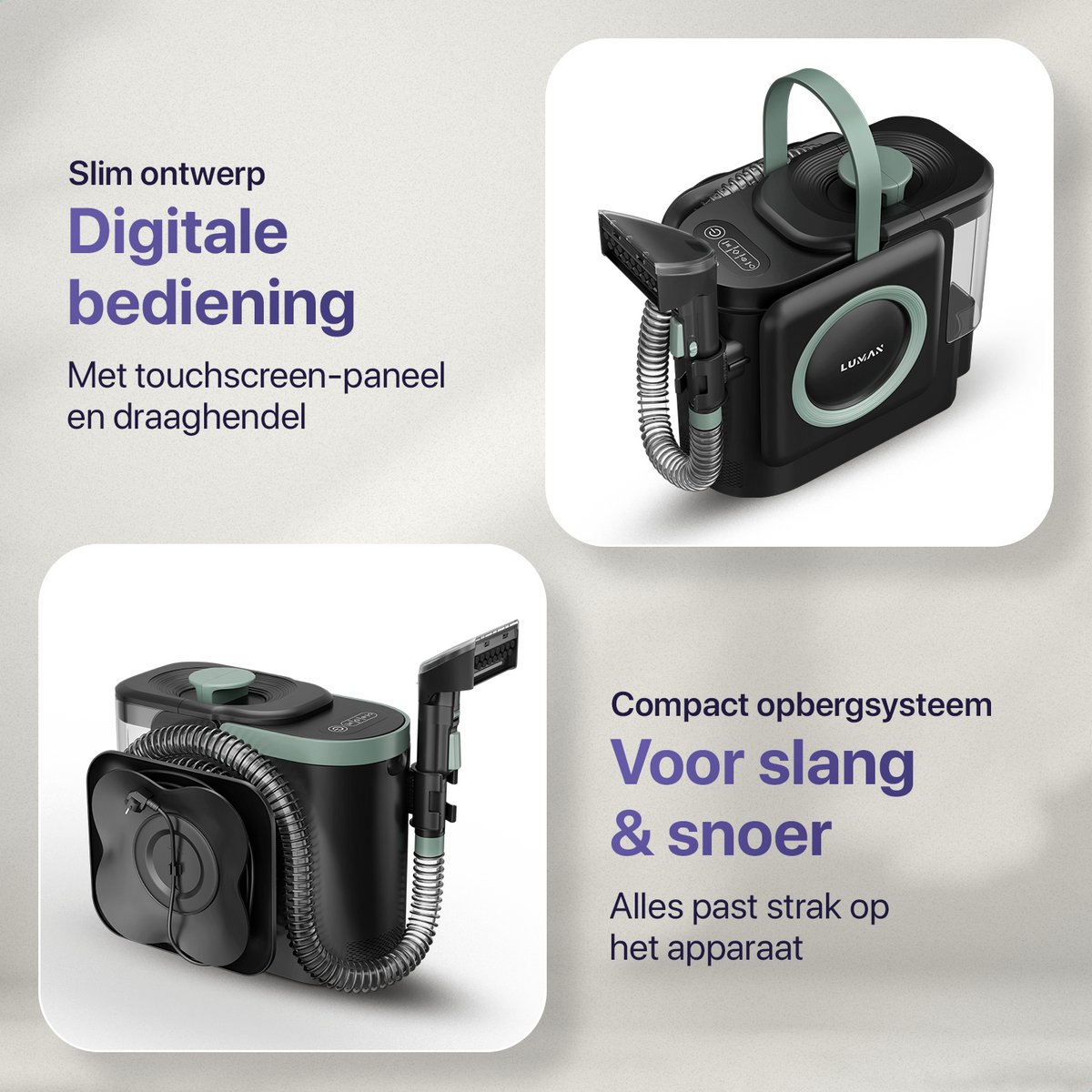 LUMAN 10 in 1 Tapijtreiniger PRO 1800W - 100°C Stoomfunctie en Zelfreinigend - Vlekkenreiniger - Stoomreiniger - Zetelreiniger - Reiniger voor bank, vloer, auto en tapijt - 7 Meter Snoer thumbnail 8