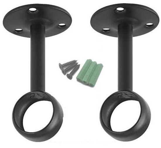 Set van 2 verlengbare ronde gordijnroeden (60 à 80 cm) Wit
