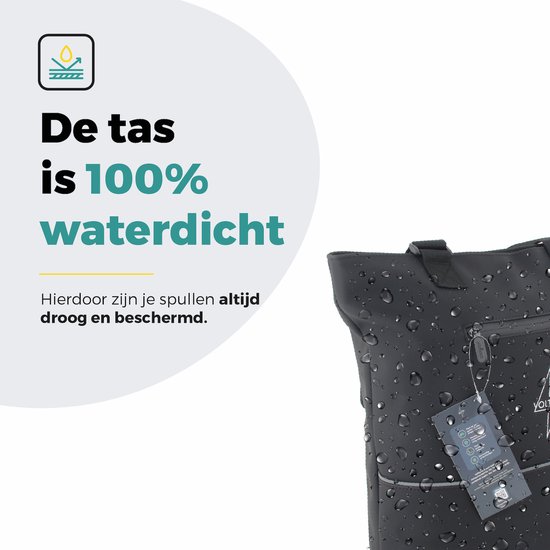 Voltano E-bike City Shopper Enkele Fietstas - Zwart - 22 Liter - Laptopvak - 100% Waterdicht van Voltano — afbeelding 3