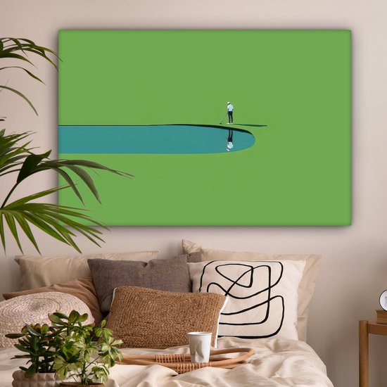Tableau sur toile 120x80 cm - Décoration murale Personne - Golf - Water - Blauw - Décoration murale murale salon - Décoration chambre - Accessoires chambre - Peintures sur toile