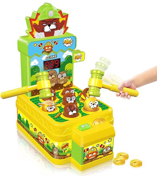 Interactief Whack A Mole spel voor kinderen vanaf 3 jaar, educatief speelgoed met hamer, heldere kleuren, verbetert de hand-oogcoördinatie, perfect cadeau voor