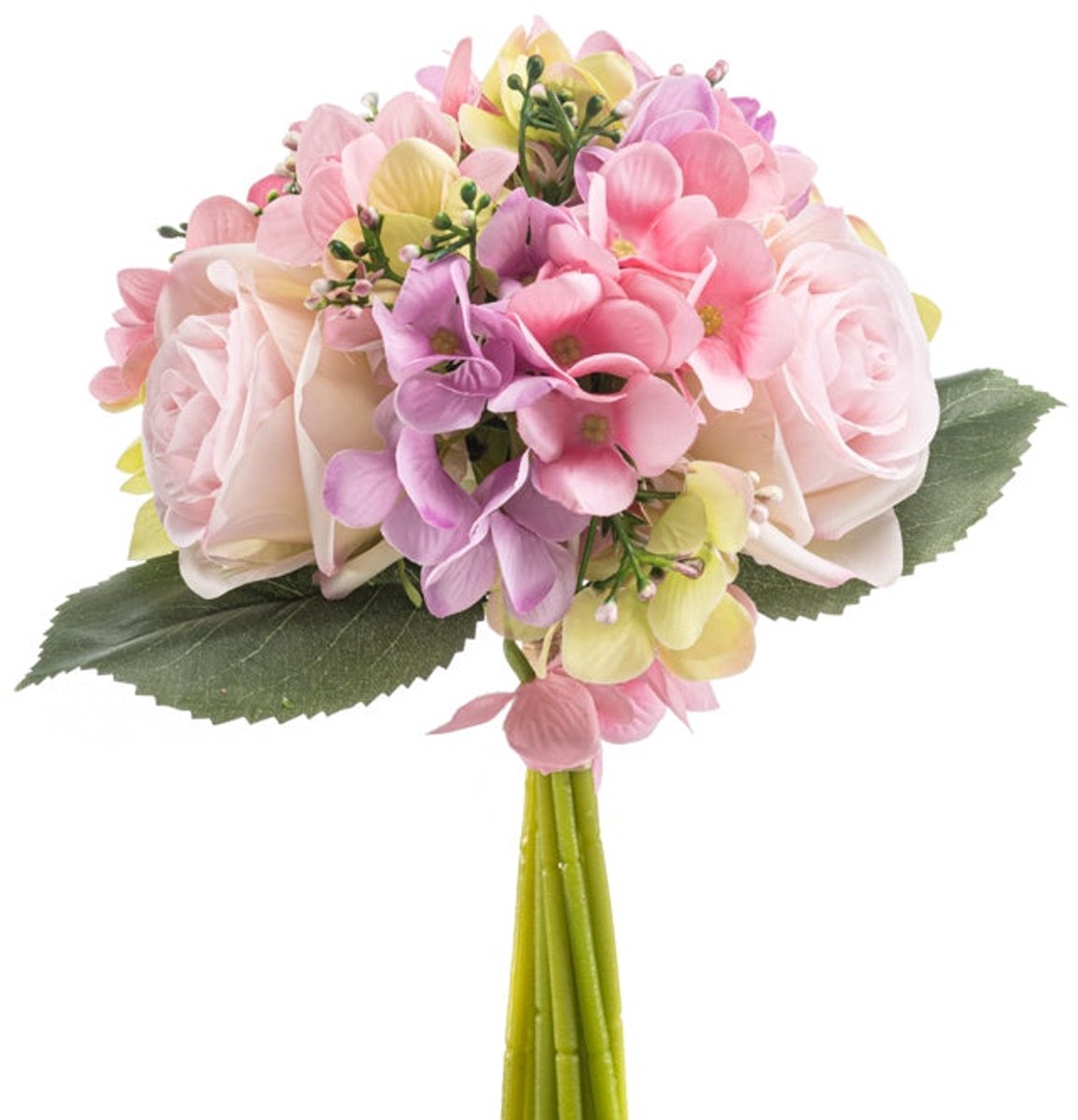 Emerald Kunstbloem Hortensia Roos Bundel 32cm roze - Kunstplant voor binnen