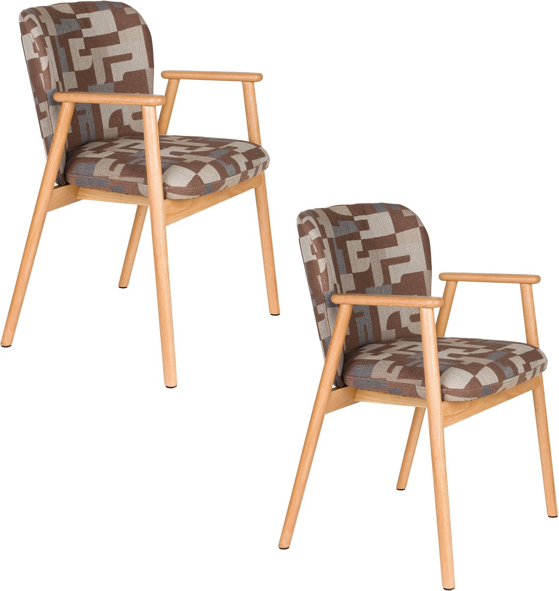 Housecraft Living Kenna Eetkamerstoelen met armleuning bruin - Set van 2