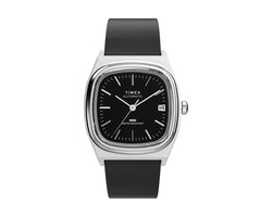 Timex Timex Automatic 1983 E Line Mechanisch Automatisch Horloge Zwart Kast: 100% Roestvrij Staal | Armband: 100%Leer 34 TW2Y07500AJ