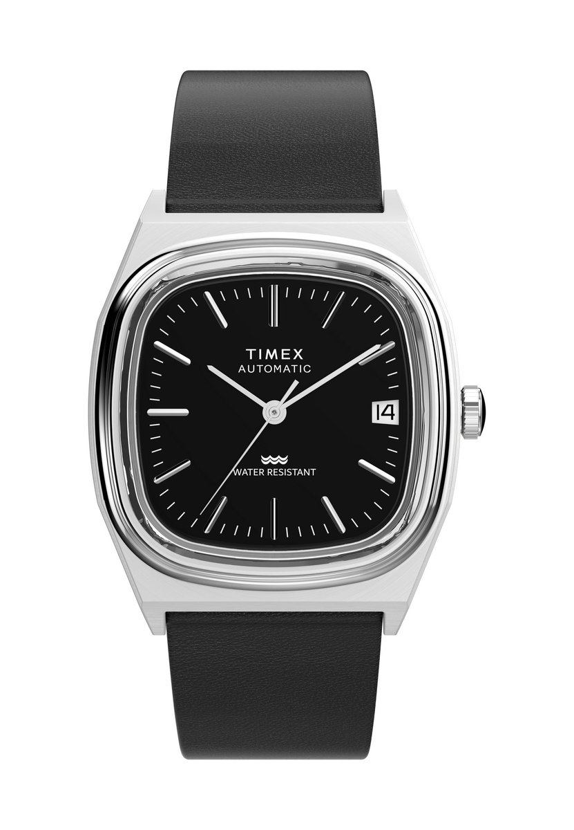 Timex Timex Automatic 1983 E Line Mechanisch Automatisch Horloge Zwart Kast: 100% Roestvrij Staal | Armband: 100%Leer 34 TW2Y07500AJ