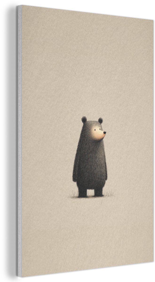 Akoestisch wandpaneel 40x60 cm - Vilt schilderij Beer - Donkerbruin - Minimalistisch - Akoestische panelen - Geluidsdempende wanddecoratie - Geluidsisolatie woonkamer - Muurdecoratie geluidspanelen