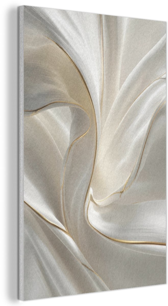 Akoestisch wandpaneel 40x60 cm - Vilt schilderij Stof - Plooien - Goud - Akoestische panelen - Geluidsdempende wanddecoratie - Geluidsisolatie woonkamer - Muurdecoratie geluidspanelen