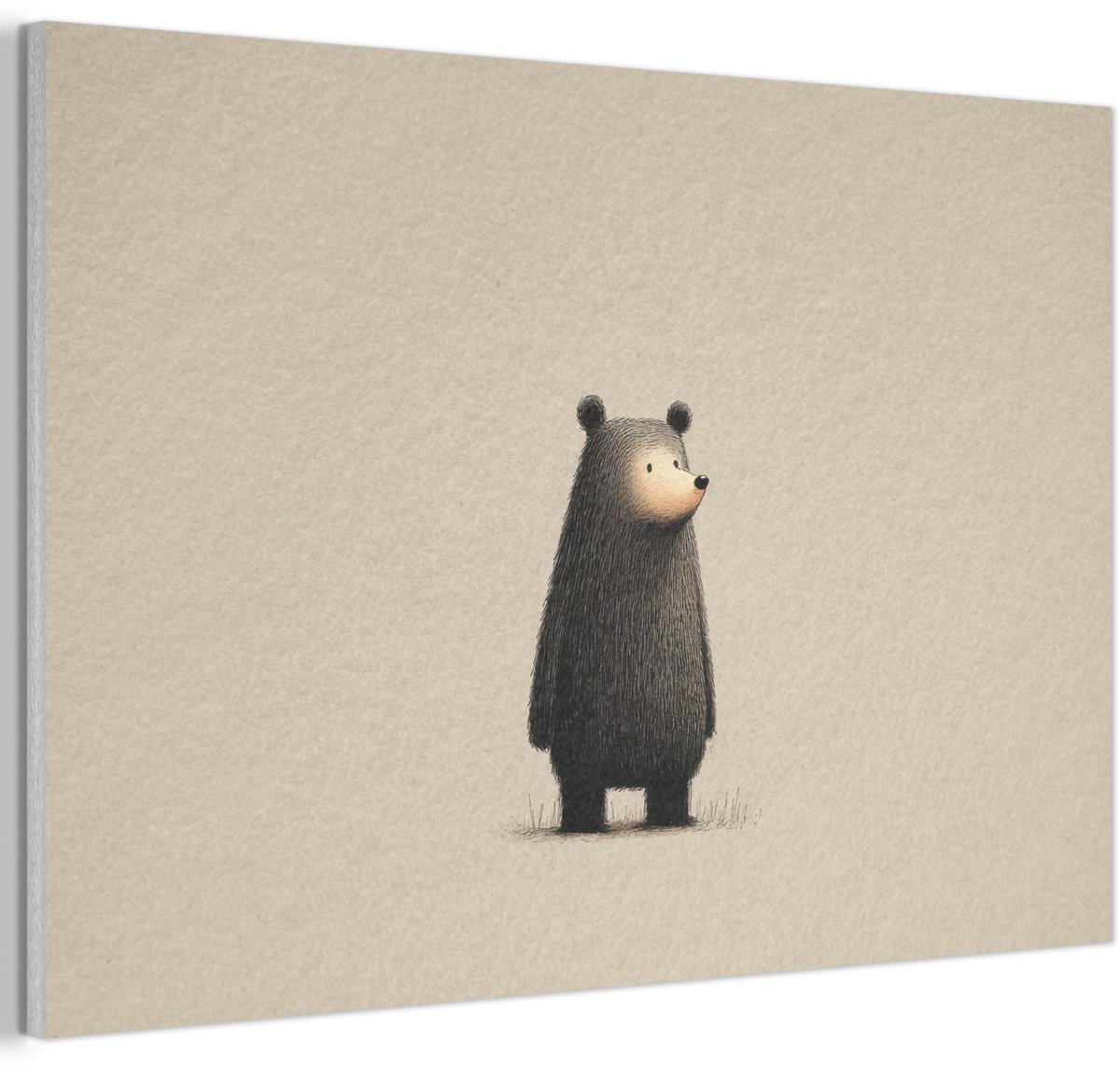 Akoestisch wandpaneel 60x40 cm - Vilt schilderij Beer - Donkerbruin - Minimalistisch - Akoestische panelen - Geluidsdempende wanddecoratie - Geluidsisolatie woonkamer - Muurdecoratie geluidspanelen