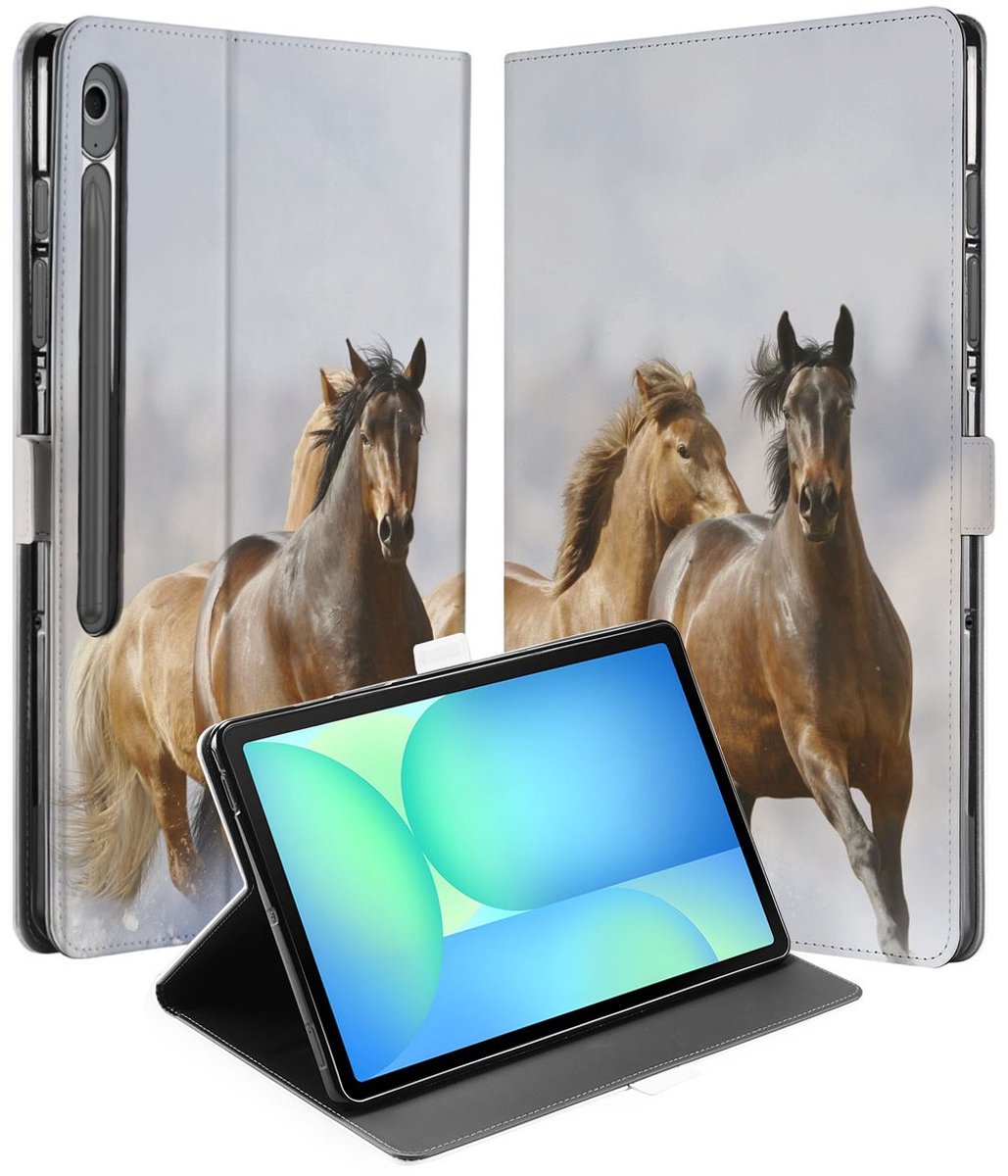 Paarden Book Case Hoesje met Standaard Samsung Galaxy Tab S10 FE Plus