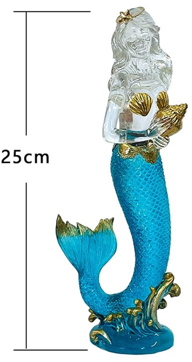 Decoratief Zeemeermin Beeldje voor Thuis - Ambachtelijk Polyresin Standbeeld 25 cm