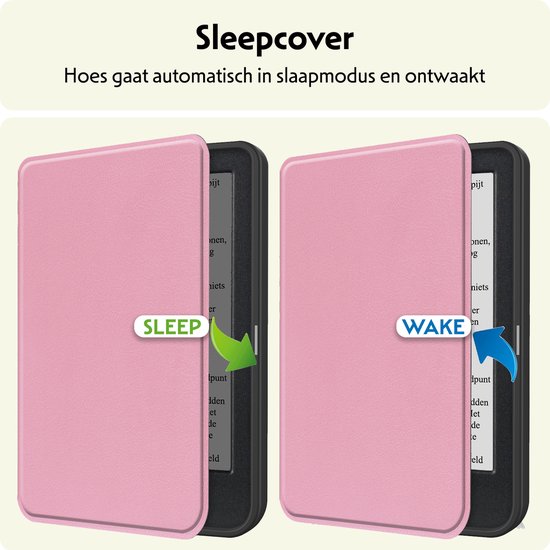 Hoesje Geschikt voor Kobo Clara BW Hoes Bescherm Hoesje Case Sleep Cover Met Screenprotector - Hoes Geschikt voor Kobo Clara BW Hoesje - Roze van Merkloos — afbeelding 3