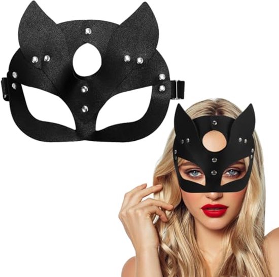 Zwart Catwoman Masker voor Dames - Halloween Kostuum en Feest Accessoire