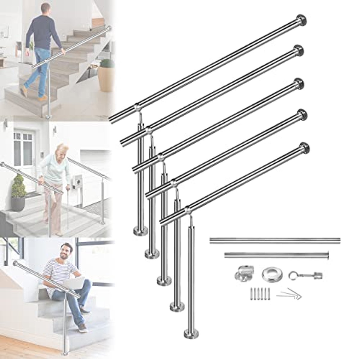 Roestvrij Stalen Trapleuning voor Binnen en Buiten - 90cm Hoog, 80cm Lengte