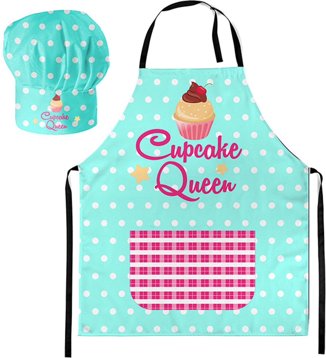 FEROCITY - Kinderkeukenset: Koksmuts + Kinderschort 2-delige Set - met klittenband - Unisex - Cupcake