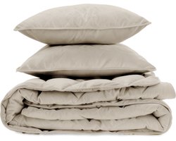 Sleeptime 2 in 1 Velvet Dekbed zonder Overtrek Dekbed - Dekbed inclusief slopen - 200 x 200 - Taupe/Grijs