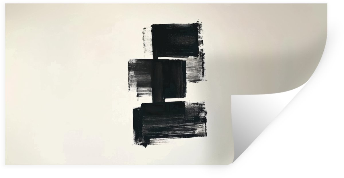 Muurstickers - Sticker Folie - Rechthoeken - Penseelstreken - Abstract - Zwart - 120x60 cm