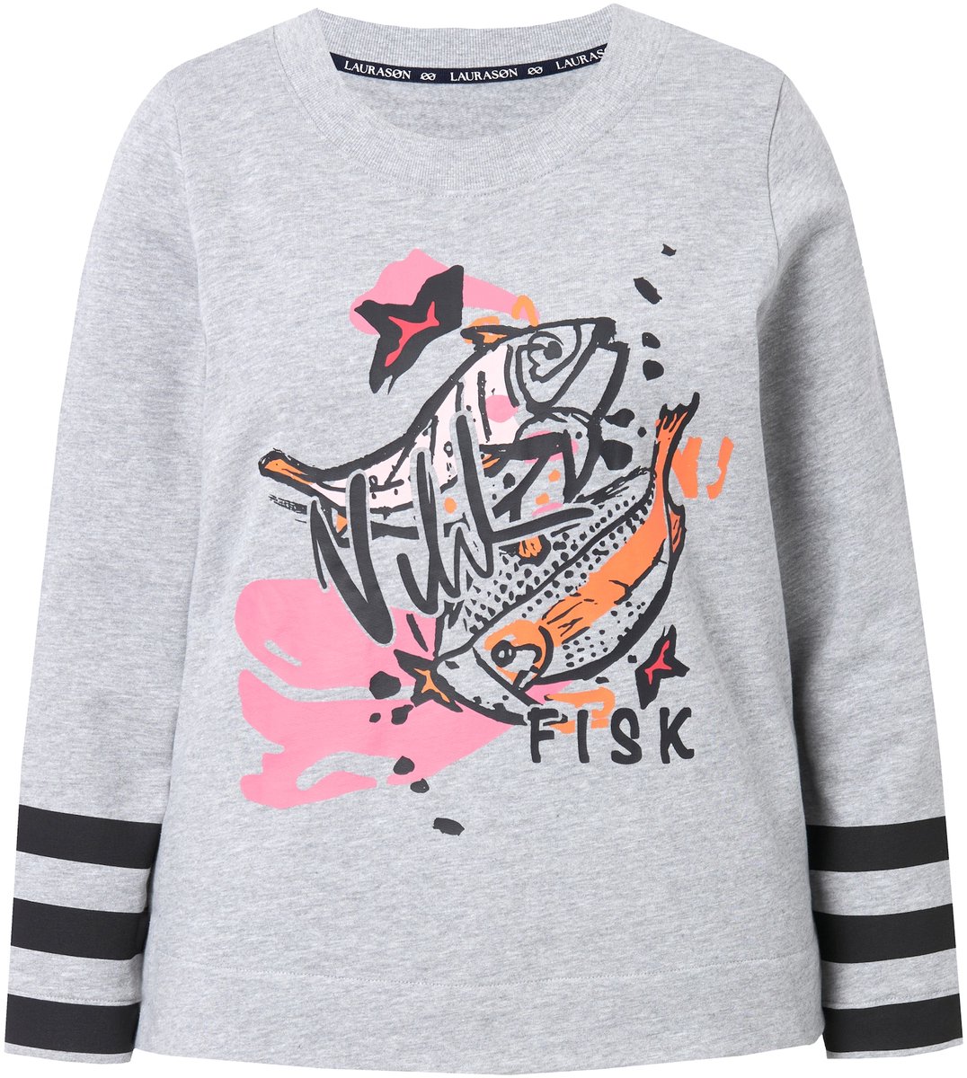Laurasøn - Dames - Sweatshirt lange mouwen ronde hals OEKO-TEX Made in Green - Grijs melange - Maat L