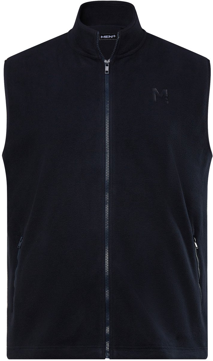 Men Plus - Heren - Fleecevest opstaande kraag - Navy blauw - Maat L