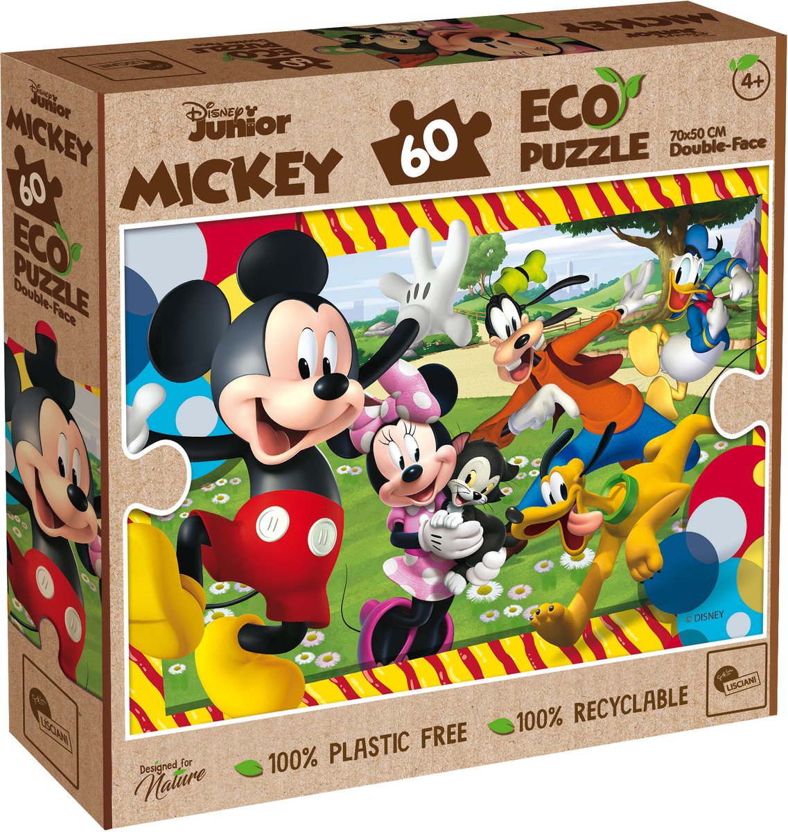 Lisciani - Mickey mouse - Double face - eco puzzel - 60 stukjes
