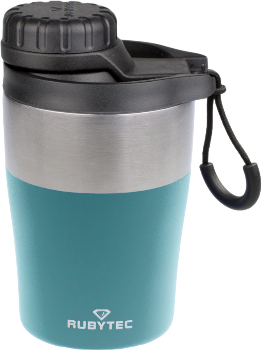 Rubytec Shira Hotshot - 200 ml - Thermosbeker - Koffiebeker To Go - Vacuüm Drinkfles - Thermosfles - Waterfles - RVS Drinkfles - Urenlang Koud of Warm Drinken - Lekvrij - BPA-vrij - Turquoise