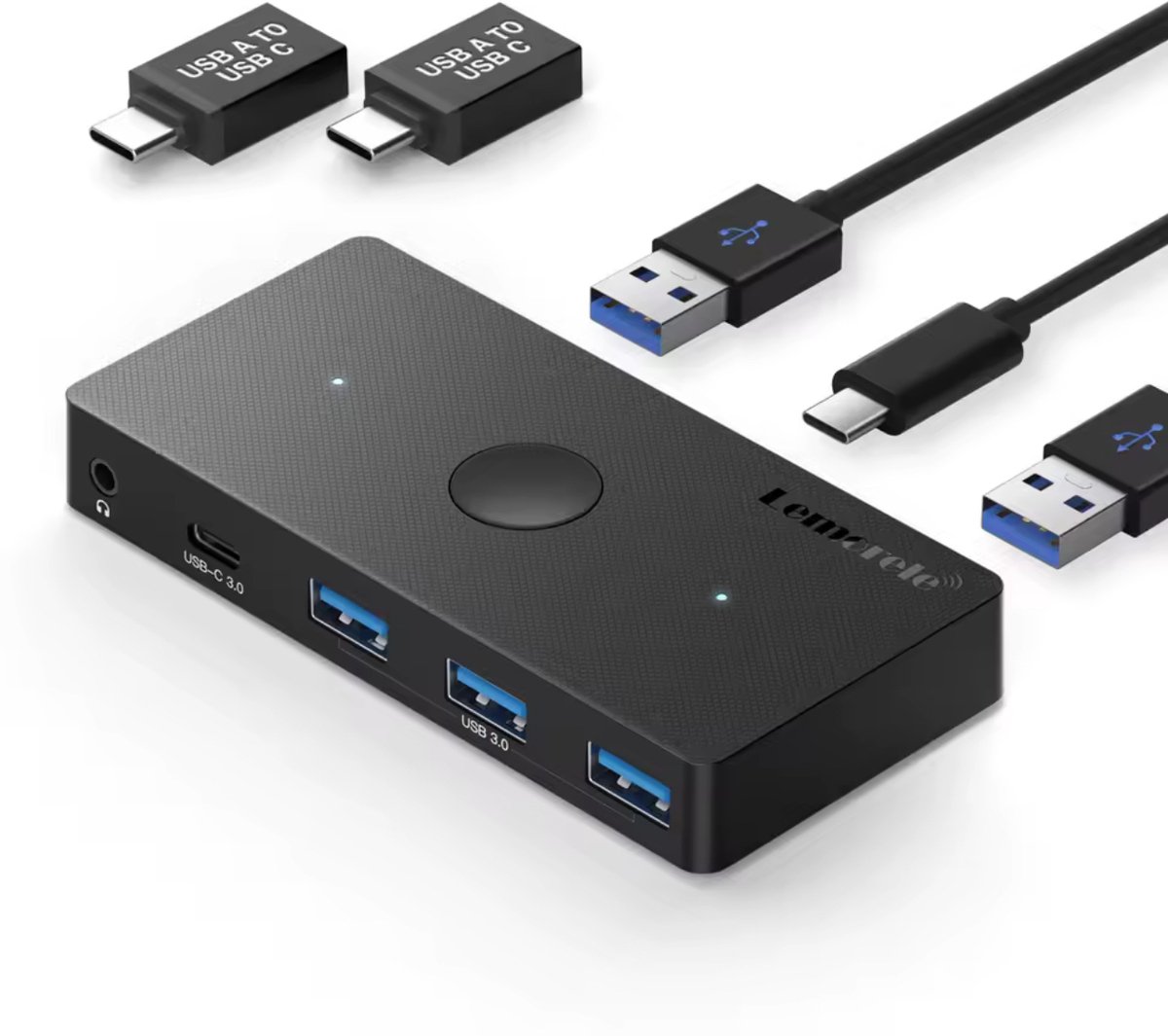 Lemorele H100 – USB 3.0 KVM-schakelaar – 5Gbps – 2 Computers Delen 4 USB-apparaten – Plug & Play – Voor Toetsenbord, Muis, Printer – Compatibel met Windows, Mac & Linux