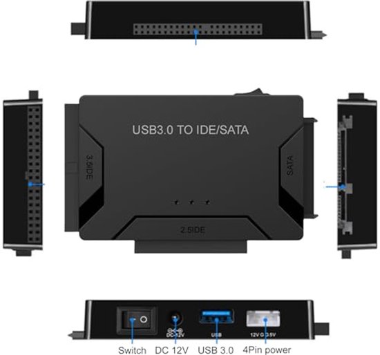 USB 3.0 naar SATA en IDE-adapter met stroomschakelaar voor harde schijven — afbeelding 4