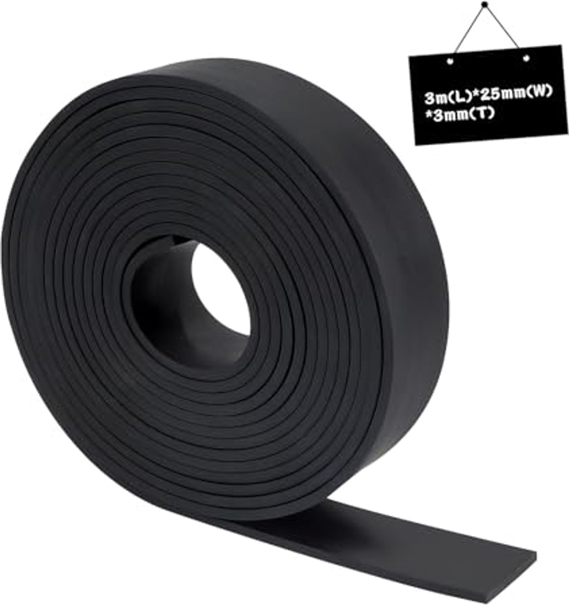 Rubberen rol 25 mm x 3 mm x 3 m - Antislip en geluidsisolerend voor diverse toepassingen
