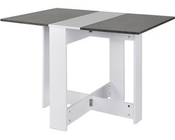 PIPIPOXER-Inklapbare Tafel| Eettafel Uitschuifbaar| Opvouwbaar| 102.5*76*73cm-Wit + Beton