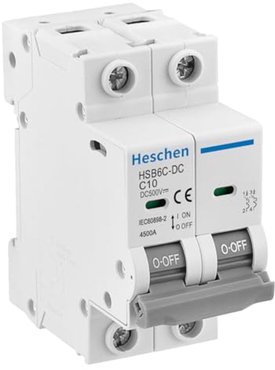 Miniatuur DC Stroomonderbreker 2 Polen 10A 500V voor Fotovoltaïsche Systemen